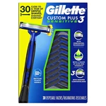 Gillette Custom Plus Sensitive 30 Count Disposable Razors W/ Lubrastrip. Fixed Price $38.99.