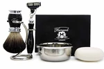 5 Pcs Men Shaving Set Black Badger Shave Brush, 3 Edge Razor, Stand, Bowl & Soap. Fixed Price $74.99.