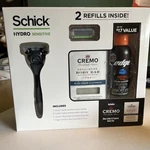 Schick Hydro Sensitive Razor Shave Gift Set, 2 Refills, Gel Cremo Body Bar. Fixed Price $16.99.