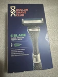 Dollar Shave Club 6 Blade Razor, Stainless Steel, Flexible Head, 2 Cartridges. Fixed Price $8.00.