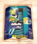 Gillette Custom Plus Pivot-box Of 52 Disposable Razors-powder Lubrastrip. Fixed Price $51.90.