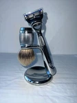 Gillette Art Of Shaving Fusion Chrome Collection Razor, Stand Fine Tip Brush. Fixed Price $898.98.