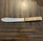 Vintage Zenith Butcher Knife Wood Handle Made Japan 6 Blade. Fixed Price $15.95.