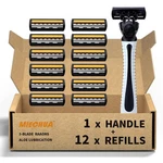 Miechua 3 Blade Razor,plastic Anti-slip 12 Count (pack Of 1), Black&orange. Fixed Price $21.73.