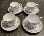 Set 4 Spode Bone China England Colonel Gray Demitasse Coffee Cup & Saucer Gold. Fixed Price $99.99.