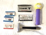 Vintage Schick Krona Chrome Double Edge Safety Razor W/ Blades Lot. Fixed Price $14.00.