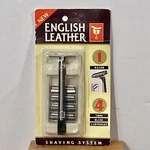 Vintage English Leather Shaving System 1 Razor With 4 Twin Blade Cartridges Nos. Fixed Price $38.50.