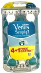 Pack Of 5 Gillette Venus SIMPLY3 Sensitive Womens Disposable Razors Free Ship. Fixed Price $10.99.
