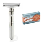 Merkur Futur Adjustable Safety Razor Chrome Finish #701001 Germany W Blades. Fixed Price $95.99.
