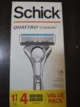 Schick Quattro Titanium Razor, 1 Handle 4 Cartridges Shaving Razors. Fixed Price $14.99.