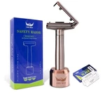 Orvmei Steel Double Edge Safety Razor With 10 Spare Blades, Rose Gold. Fixed Price $23.00.