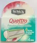 Schick Quattro For Women Pack 4 Sensitive Cartridges Hypoallergenic Aloe. Fixed Price $9.95.