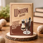 Union Razors 3 Piece Shave Kit W/straight Razor, Soft Bristle Brush & Stand Nob. Fixed Price $20.00.