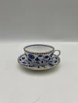 Spode Blue Colonel Cup & Saucer Set Fine Bone China England Gold Trim. Fixed Price $21.25.