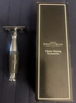 Edwin Jagger Grey & Chrome Safety Razor R355CRSR Double Edge Feather Blades. Fixed Price $59.95.
