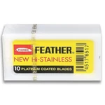 Feather New Hi-stainless Platinum Coated Double Edge Packet X 10 Blades. Fixed Price $6.50.