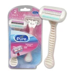 All Pure Womens 3 Blade Swivel Razor Pack 2 Pieces Lubricating Strip Comfort. Fixed Price $10.79.