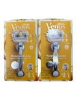 2 Gillette Venus Moistureglide W/ Touch Of Argan Oil Cartridges Metal Handle. Fixed Price $19.99.
