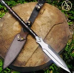 Carbon Steel Spear Leaf Shape Blade Wood Handle Hunting Knife Tactical Gft. Fixed Price $119.99.