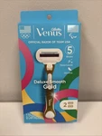 New & Sealed! Venus Delux Smooth Gold Razor Set With Cartridges B16-62. Fixed Price $10.99.