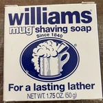 Williams Mug Shaving Soap 1.75 Oz New Box For Lasting Lather Free Ship Nib. Fixed Price $19.95.