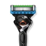Mens 5 Blade Razor Handle + 4 Refill Cartridges Flex Pivot Shaving System. Fixed Price $14.99.