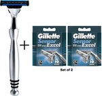 Gillette Sensor Excel Razor + 20 Cartridges Taconic Chrome Handle Compatible. Fixed Price $99.90.