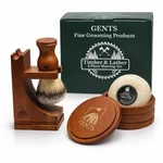 Wooden Shaving Set With 3.5" Soap Bowl, Brush & Stand - Classic Grooming Kit. Fixed Price $79.97.