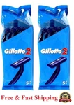 10 Gillette 2 Disposable Razors Twin Blades Shavers Fixed Long Handle Good News. Fixed Price $15.48.