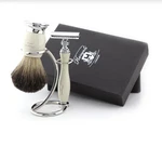 Double Edge Safety Razor With Badger Hair Shaving Brush 3 Piece Mens Kit. Fixed Price $54.99.