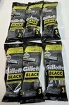 6-GILLETTE Black, 3 Disposable Razors Per Pack, Lubrastrip, Fixed Head-new. Fixed Price $39.99.