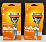 X2 Pk Gillette Fusion Mens 5-BLADE, 1 Razor Handle & Cartridges For Shaving. Fixed Price $17.00.