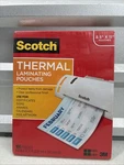 Scotch Thermal Laminating Pouches Brand New Box 8.5X11 100 Sheets 3M. Fixed Price $14.95.