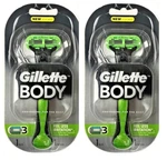 Gillette Body Razor For Men - 3 Blades Fits Fusion, Proglide, Venus (2 Pack). Fixed Price $11.25.