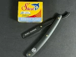 Rebel Barber Black Straight Edge Shaving RAZOR+100 Shark Blades. Fixed Price $17.81.
