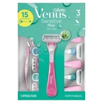 Gillette Venus Sensitive Plus Disposable Razors, 15 Count With Aloe - 3 Blades. Fixed Price $23.45.