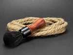 Handmade Black Wood Long Handle Faux Badger Vegan Shaving Brush Lather. Fixed Price $30.00.