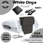 White Onyx Pearl Razor Trunk Pack Luggage Backrest Top Box Fits Harley 97+. Fixed Price $1094.00.