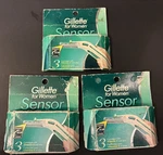 Gillette Women Sensor Razor Cartridge Blades Refill 3CT Ea (9 Total) 1998 New. Fixed Price $9.99.