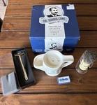 Col. Ichabod Conk 4 Piece Shaving Mug / Brush Razor Holder Plus Blades. Fixed Price $45.00.
