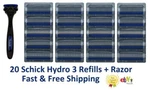 20 Schick Razor Blades Refills Cartridges+metal Shaver Handle. Fixed Price $24.59.