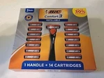 Men's Bic Comfort 3 Refillable Blade Razor Handle 14 Cartridge Gift Set. Fixed Price $8.40.