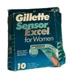 New Women Gillette Sensor Excel 10 Cartridges W/aloe & Moisturizers 1996 Rare. Fixed Price $79.50.