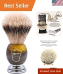 Parker Silvertip Badger Shaving Brush-faux Horn Handle With Chrome Base, Lo.... Fixed Price $162.47.