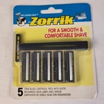 Vtg Zorrik Safety Razor With 5 Double Blade Refills New. Fixed Price $5.00.