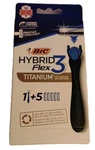 Bic Hybrid Flex 3 Razor Men 1 Titanium Handle 5 Disposible Cartridges. Fixed Price $14.99.