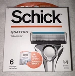 Schick Quattro Titanium 4 Blades 6 Cartridges With Lubrication Strips Sealed New. Fixed Price $11.99.
