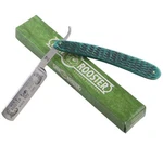 Hen & Rooster Folding Razor Knife Green Pick Bone Handle Stainless Blade. Fixed Price $34.95.