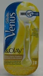 Gillette Venus & Olay. Razor Handle + 2 Refill Cartridges. New / Sealed. Fixed Price $14.99.