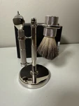 Bey Berk Fusion Texture Razor Shaving Set Silver :open Box. Fixed Price $60.00.